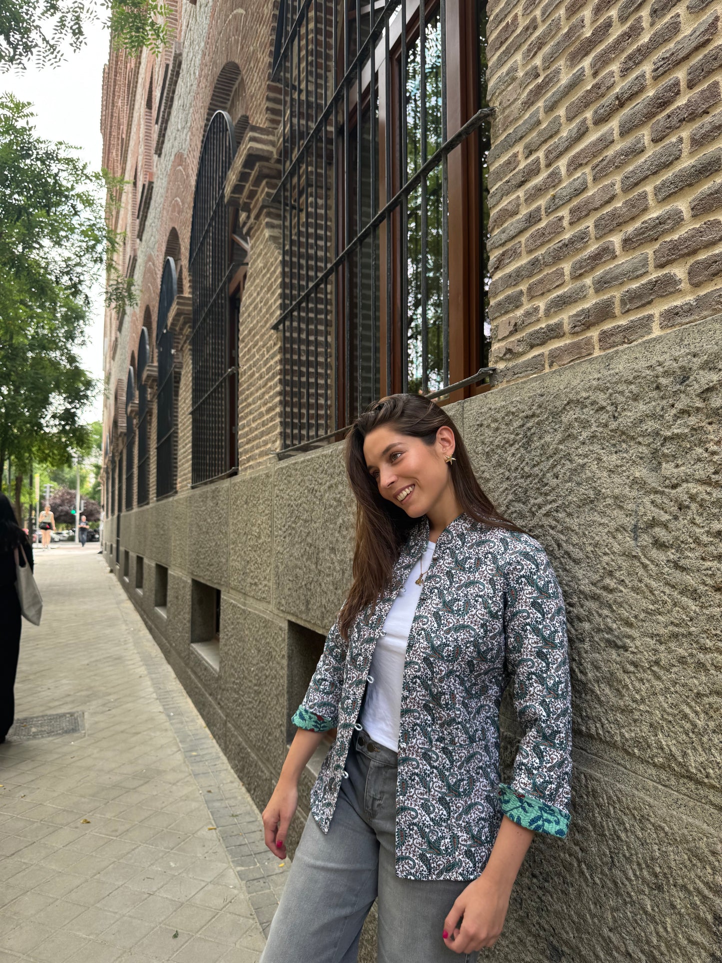 Casaca Reversible Maria crema y verde