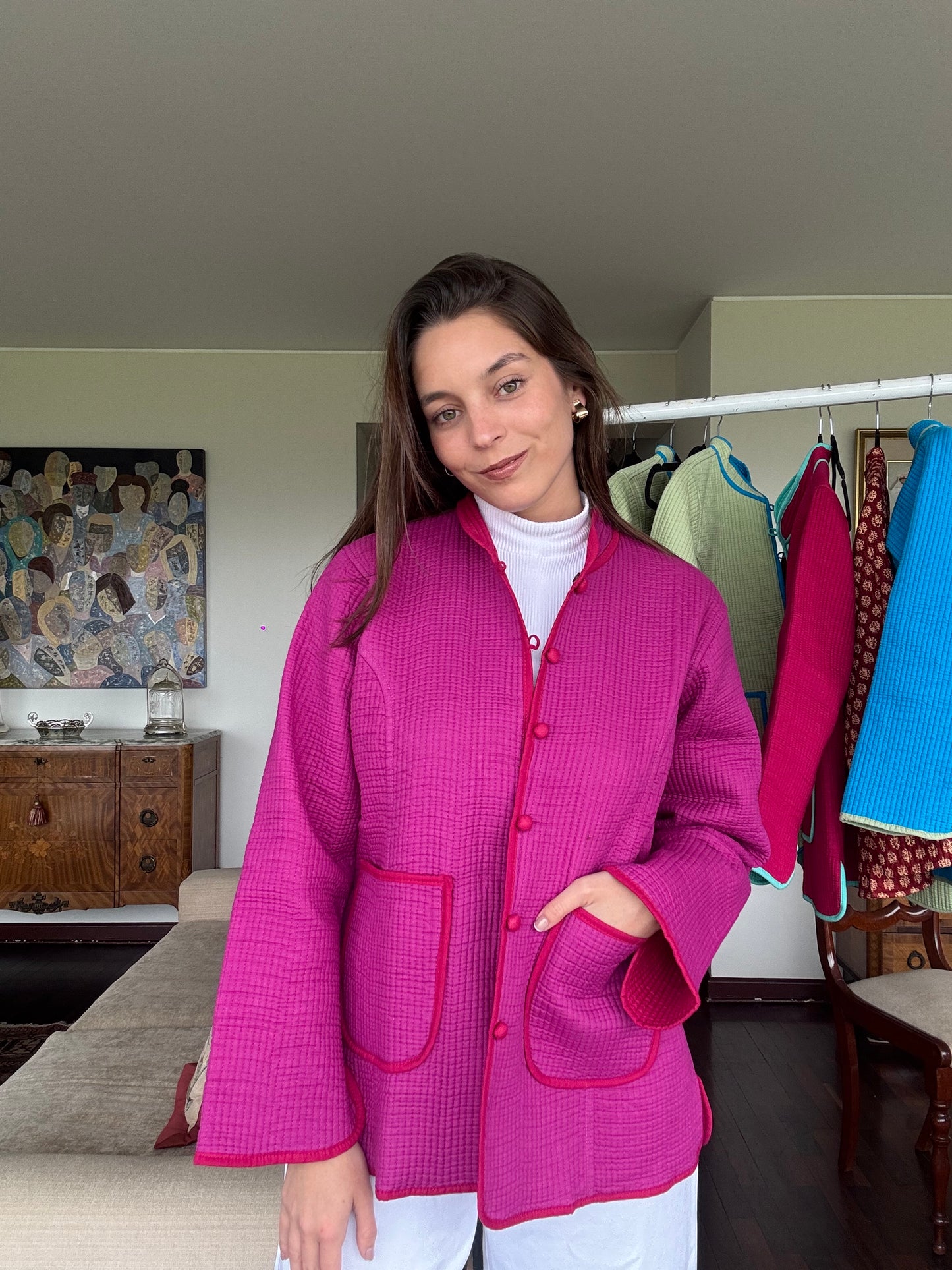 Chaquetas Anna morado y burgundy
