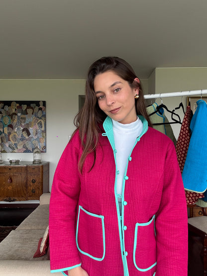 Chaquetas Anna fucsia y verde agua